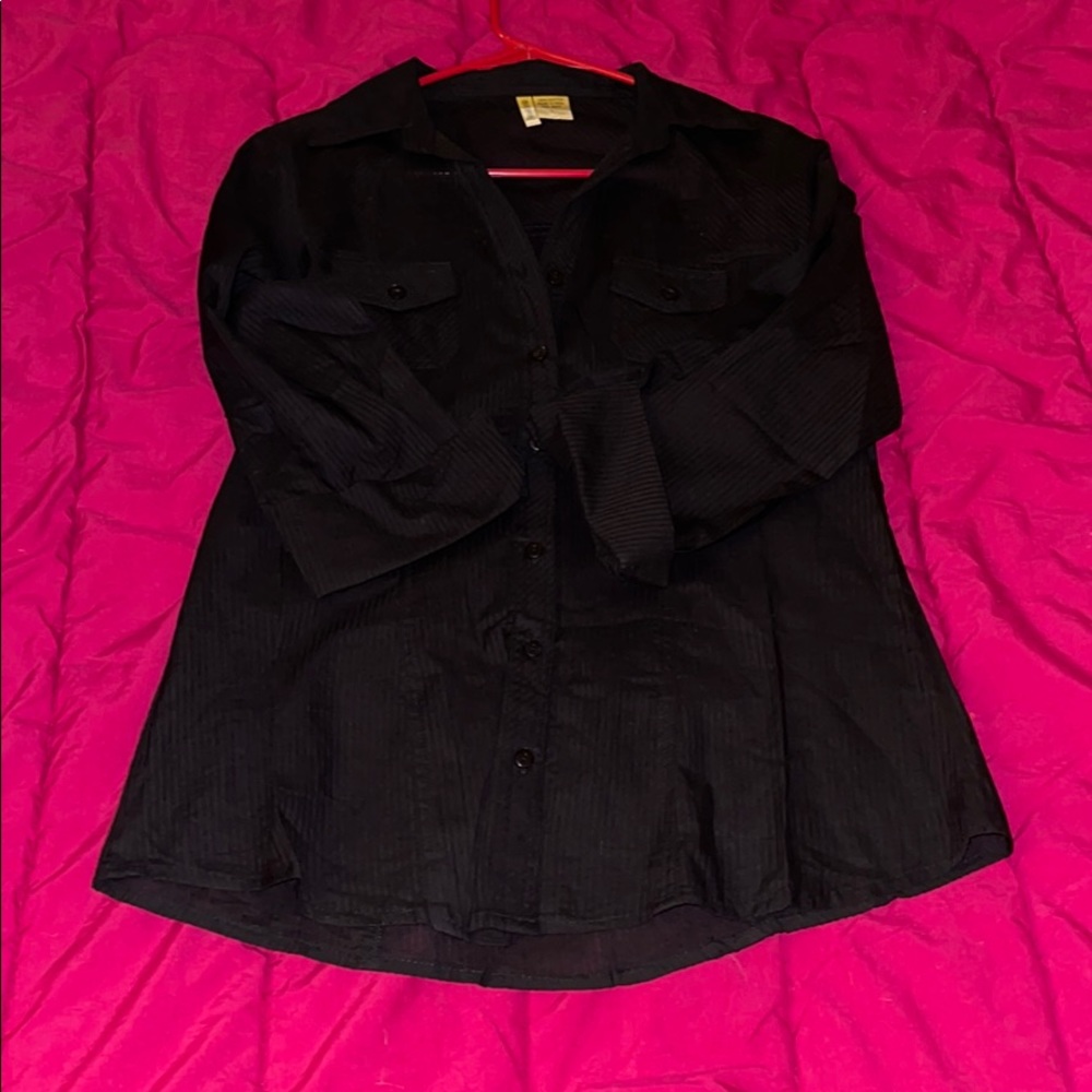 Black button down top